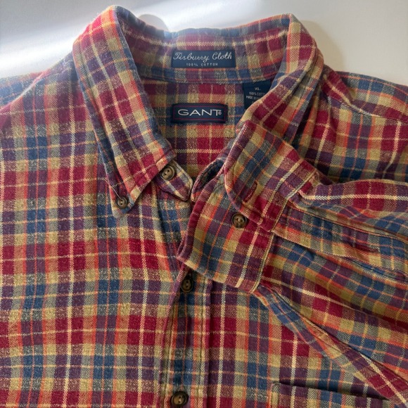Gant Other - GANT Mens XL Red Plaid Flannel Button‎ Up Shirt Tisberry Cloth 100 Cotton